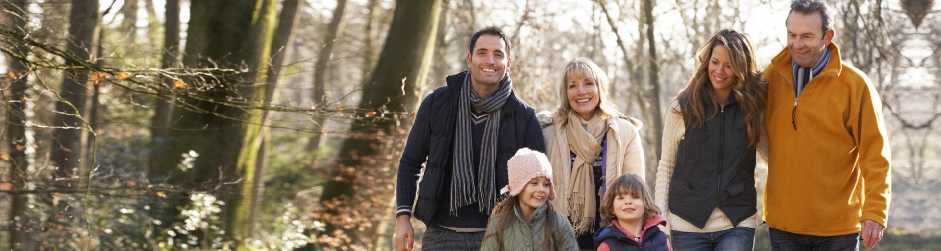 Familie wandelt in het bos